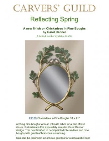 1180 Chickadees in Pine Boughs Carol Canner by Carvers' Guild mirror